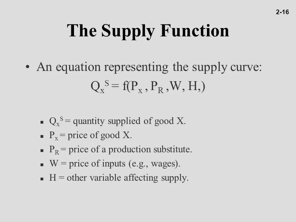 Supply function