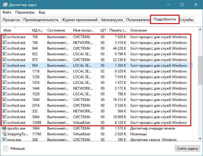 Запущено много процессов. Svchost exe что это за процесс. выполняемый exe. windows exe. много svchost в диспетчере задач windows 10.