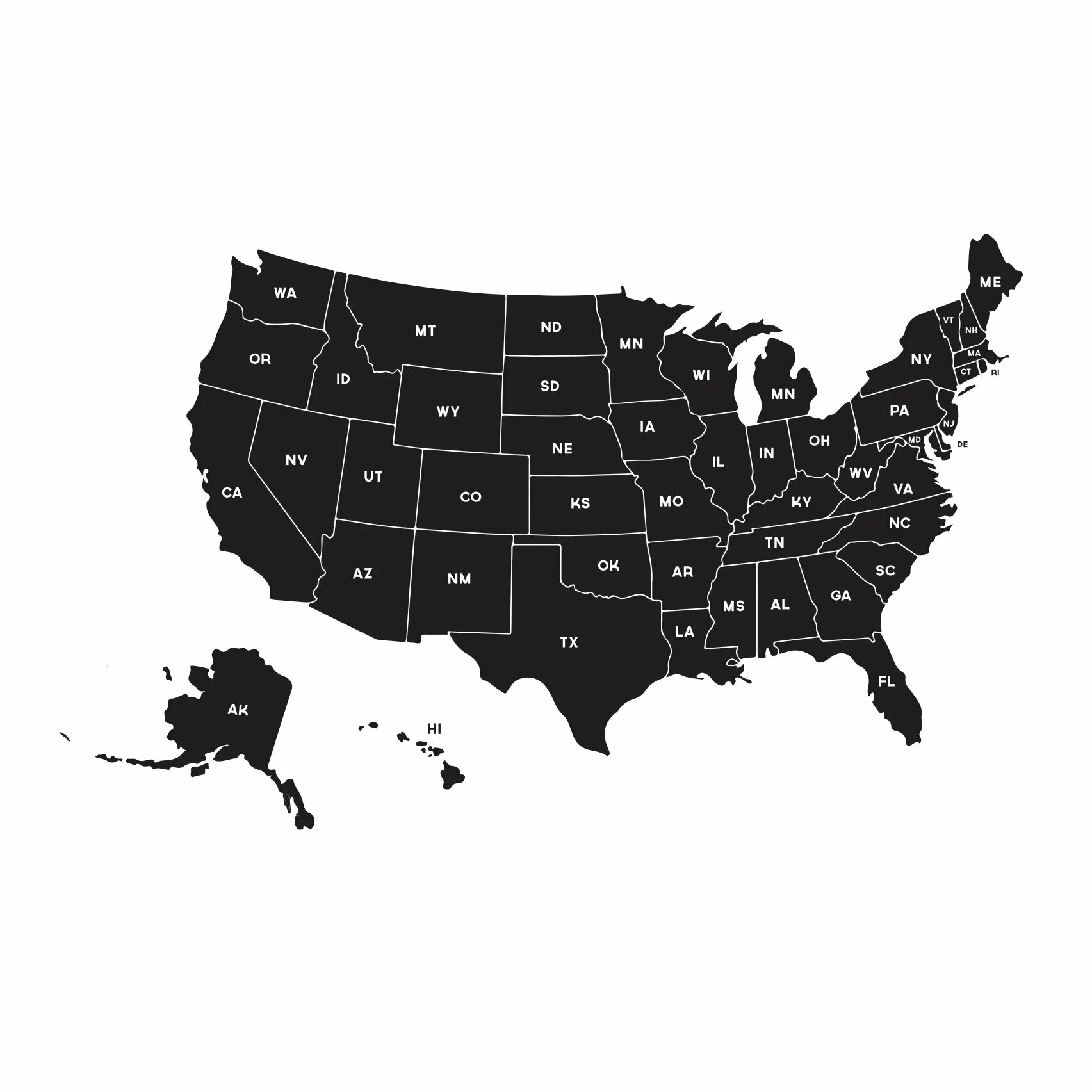 Карта США. Штаты США. Карта США со Штатами.