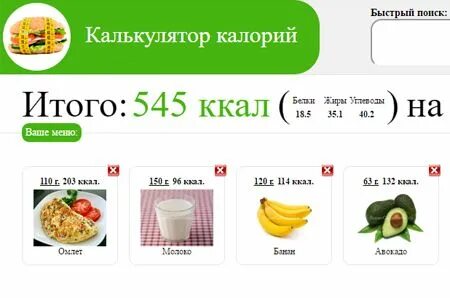 Как рассчитать калорийность блюда калькулятор