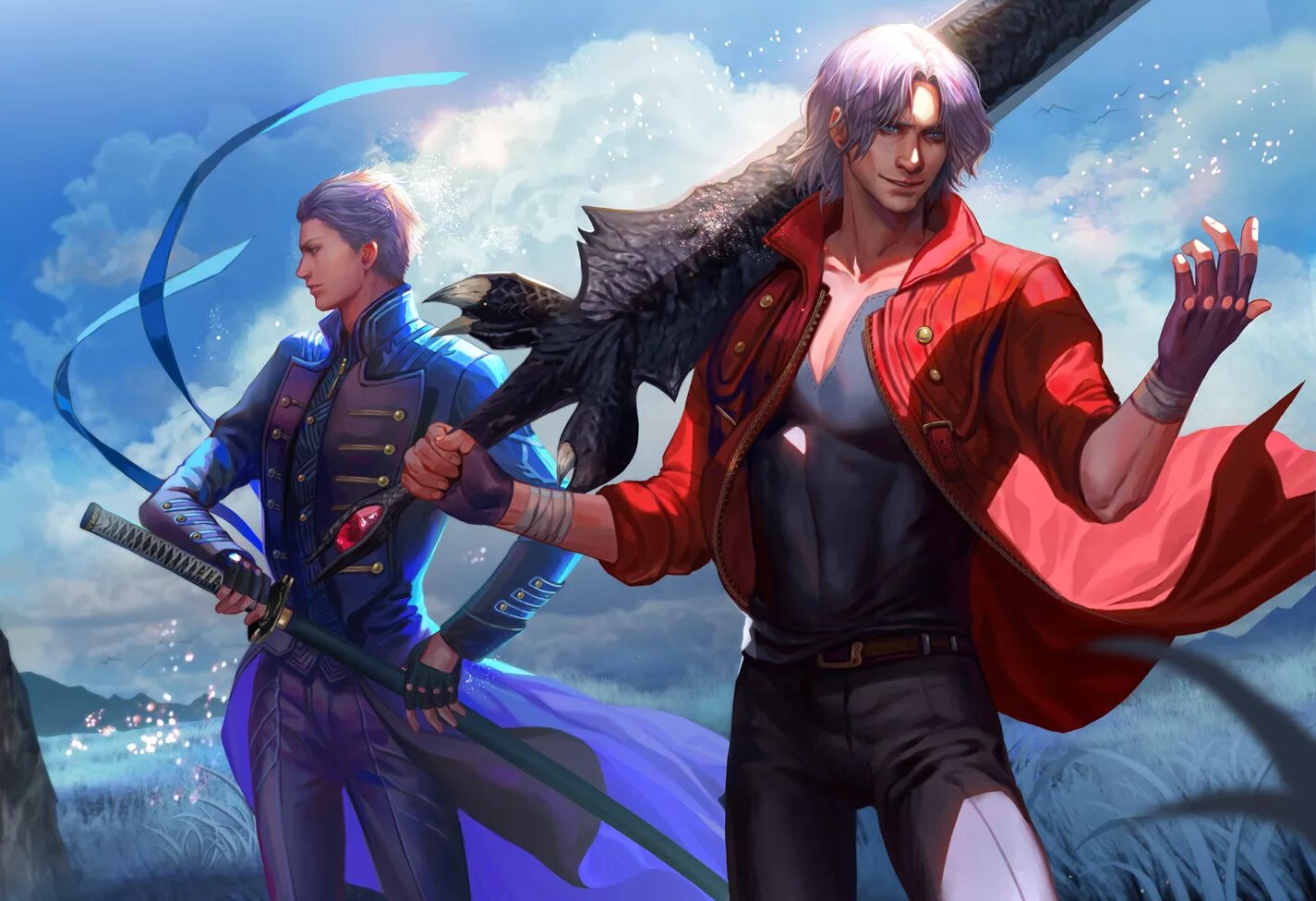 Devil may cry новелла. Данте Devil May Cry. DMC брат Данте. Данте и Вергилий DMC 5 арт.