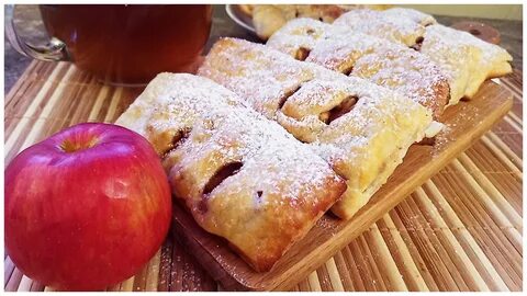 Слоеное дрожжевое тесто с яблоками и корицей