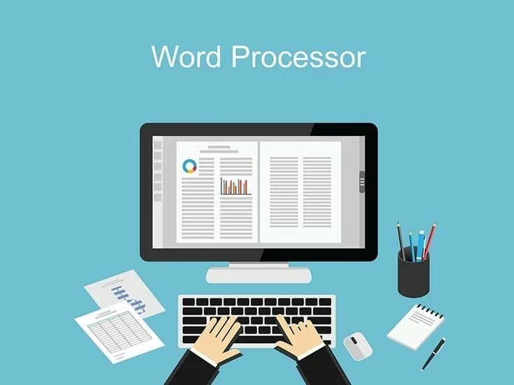 Word processing software. The business of words. on process word.