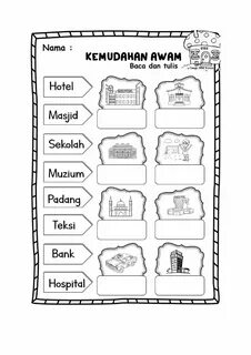 Kemudahan awam, Menamakan kemudahan awam, worksheet, exercise, online activ...
