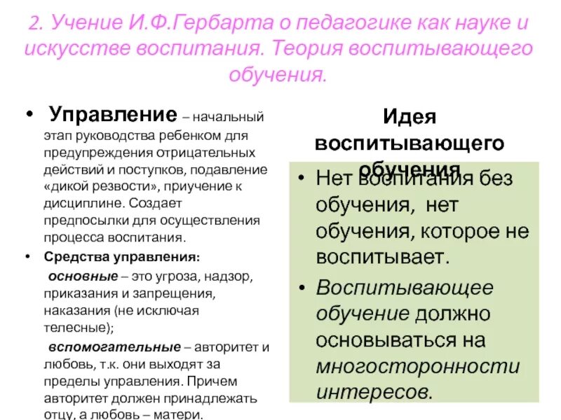 Идея воспитывающего обучения. Теория воспитывающего обучения. Теория воспитывающего обучения и.ф Гербарта. Гербарт педагогическая теория. Основные педагогические труды Гербарта.