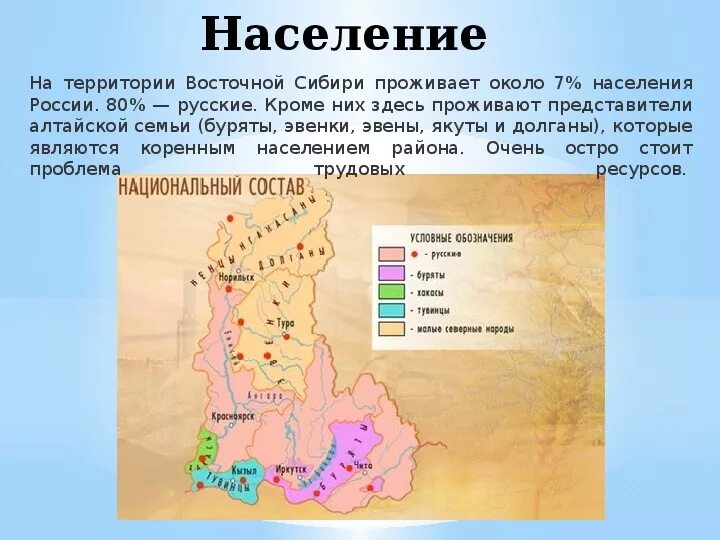 Сибирь особенности населения география 9 класс презентация. Этнический состав Восточно Сибирского экономического района. Размещение населения Восточной Сибири на карте. Восточно-Сибирский экономический район население.