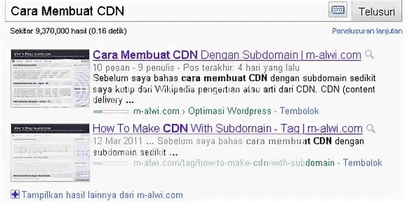 Search preview