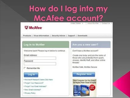 How do I log into my McAfee account? 