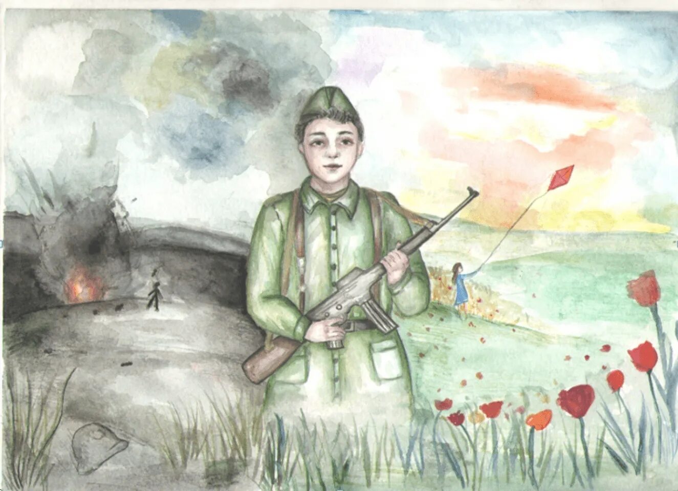 Рисунок на патриотическую тему. Рисунки на военную тему. Подвиг солдата россии