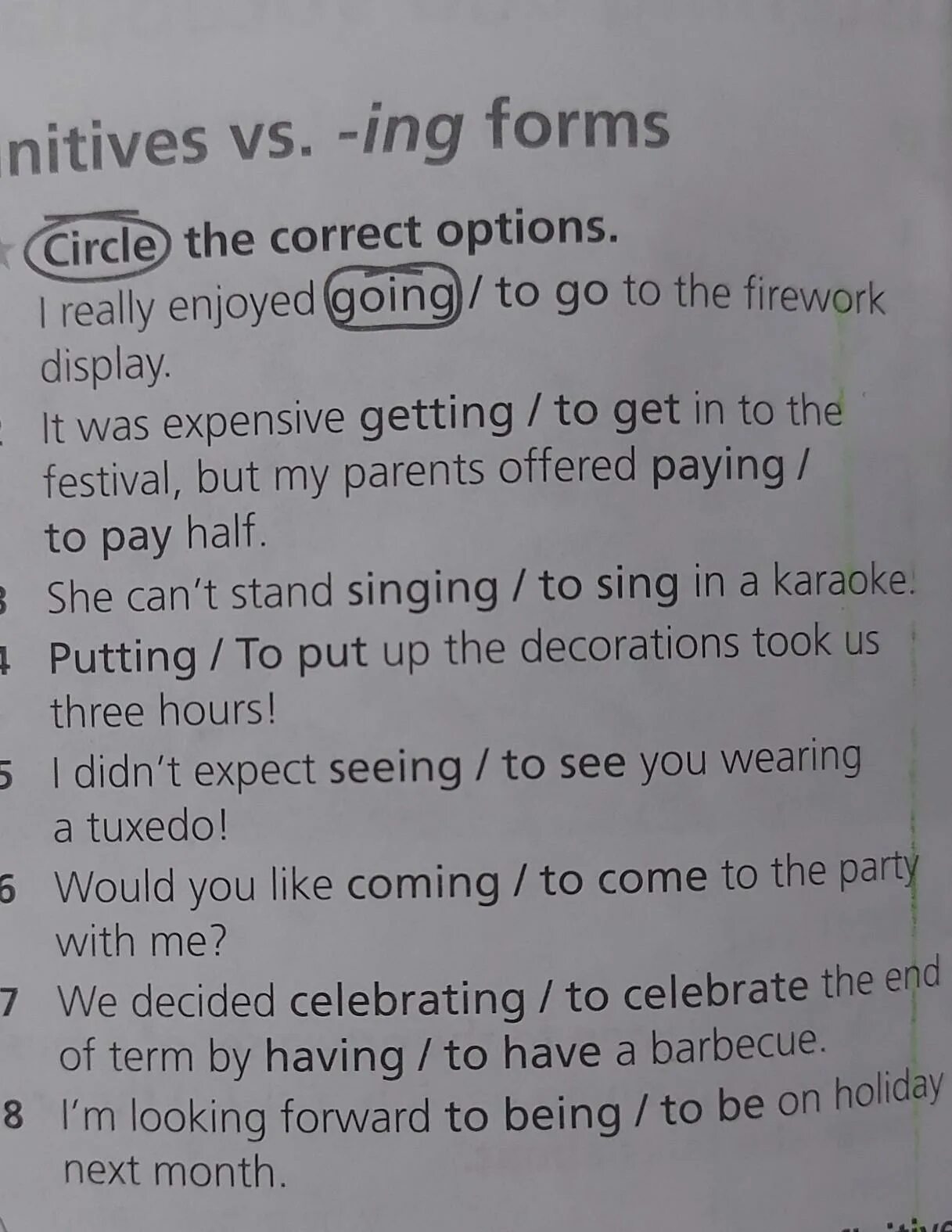 C circle the correct options. Circle the correct option a b or c my school.
