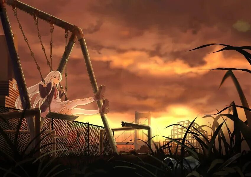 Качели арт. Осень арт. Девушка на качелях арт. Качели ночью. Подвешенное состояние.