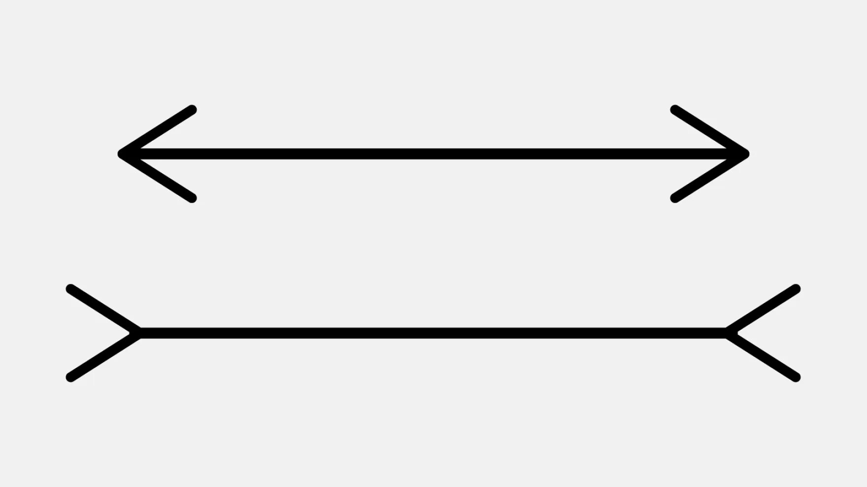 Какой конец стрелки совпадает с. Иллюзия Мюллера Лайера стрелки. Оптическая иллюзия Мюллера-Лайера. Эффект Мюллера-Лайера. Оптические иллюзии стрелки.