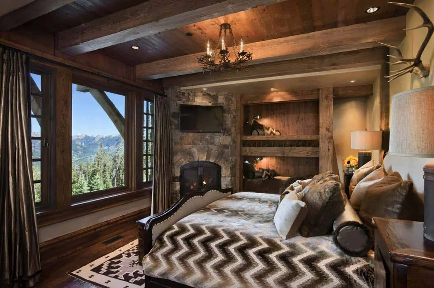 Дизайн комнат в деревянном доме. Интерьер Шале фармхаус. Рустикальный стиль Шале. Альпийское Шале интерьер спальня. Спальня рустик Шале.