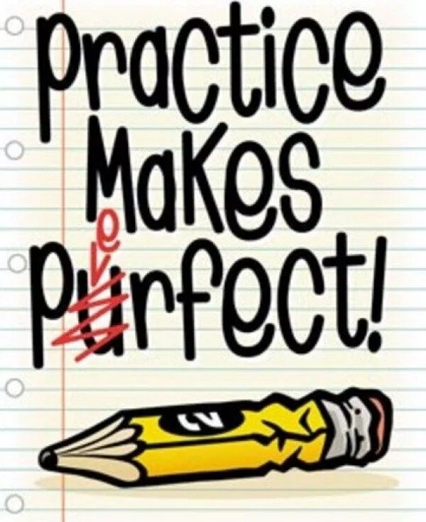 Practice makes better. Practice makes perfect. practice makes practice. practice makes perfect illustration. no english.