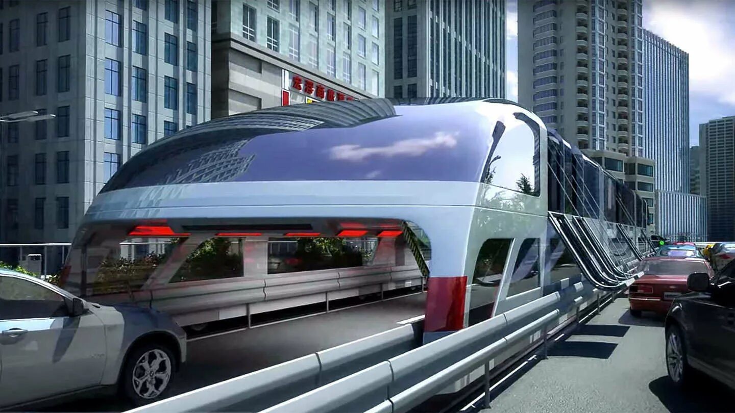 Allow car. Трамвай будущего. Транспорт будущего. Автобус будущего. Китайский автобус будущего.