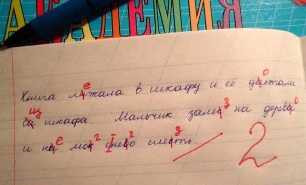 Подписать правда. Двойка за диктант. Двойка в тетради. Оценка 2 в тетради. Ошибки учителей в тетради.