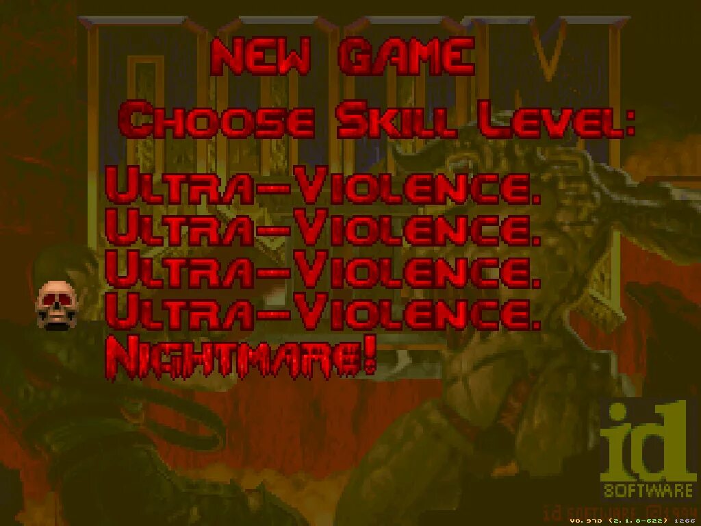 Doom levels. Doom 1993 уровни сложности. Doom 1 уровни сложности. Doom выбор сложности.