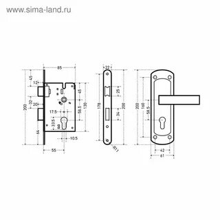 Размеры врезных замков с ручкой
