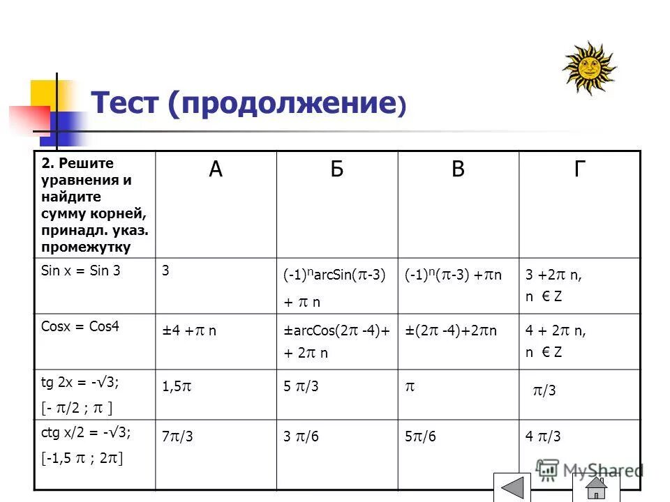 Контрольная работа по теме решение тригонометрических уравнений. Тест по тригонометрии. Тригонометрия контрольная работа.