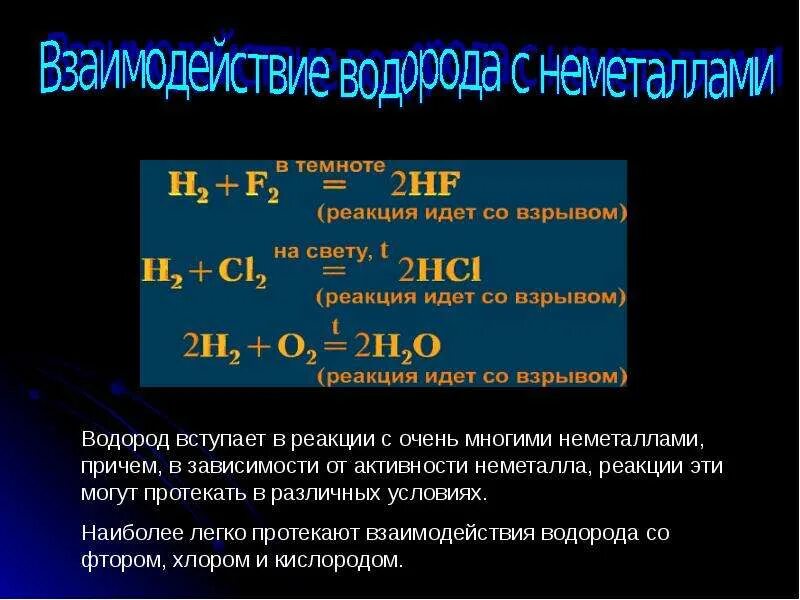 Почему водород можно. Водород. Взаимодействие водорода с неметаллами. Водород презентация. Водород применяется.