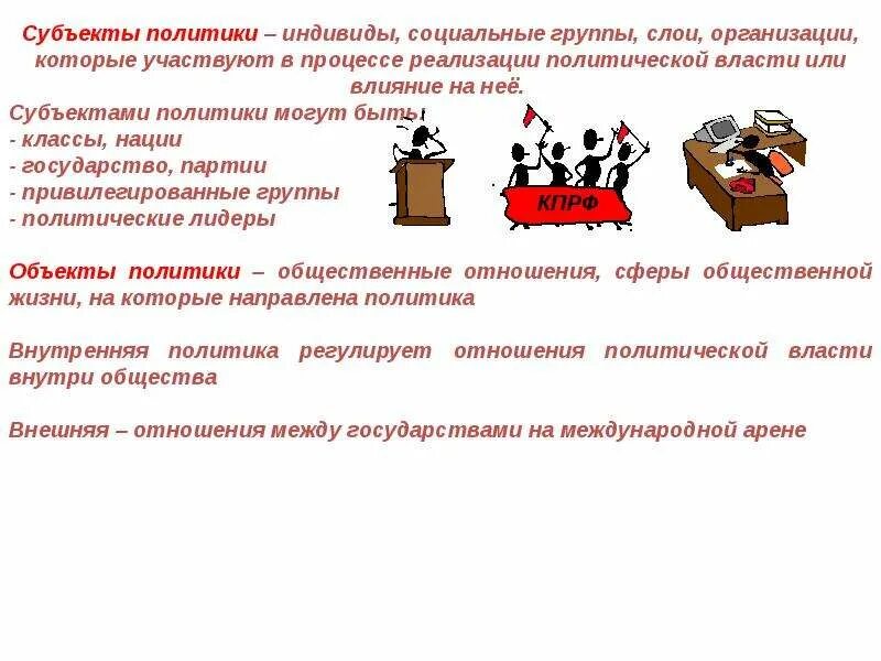 Роль власти в организации. Роль политики в жизни общества. Субъекты социальной политики. Роль политика в жизни общества. Субъекты политической организации общества.