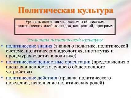 Раскройте смысл понятия политическая культура