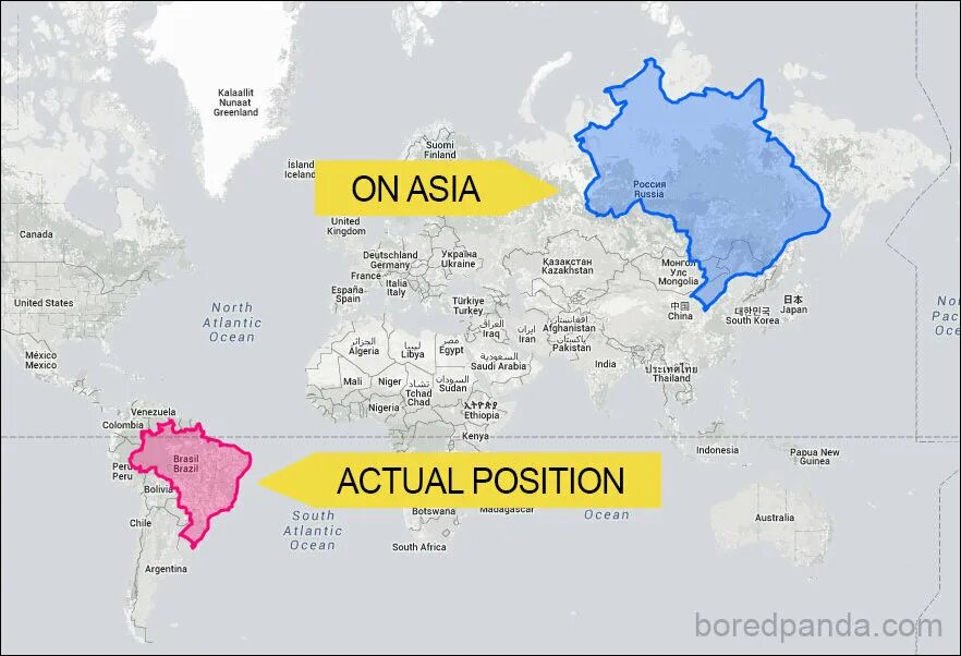 Территория африки и россии. Реальные Размеры России на карте. Реальные Размеры стран на карте.