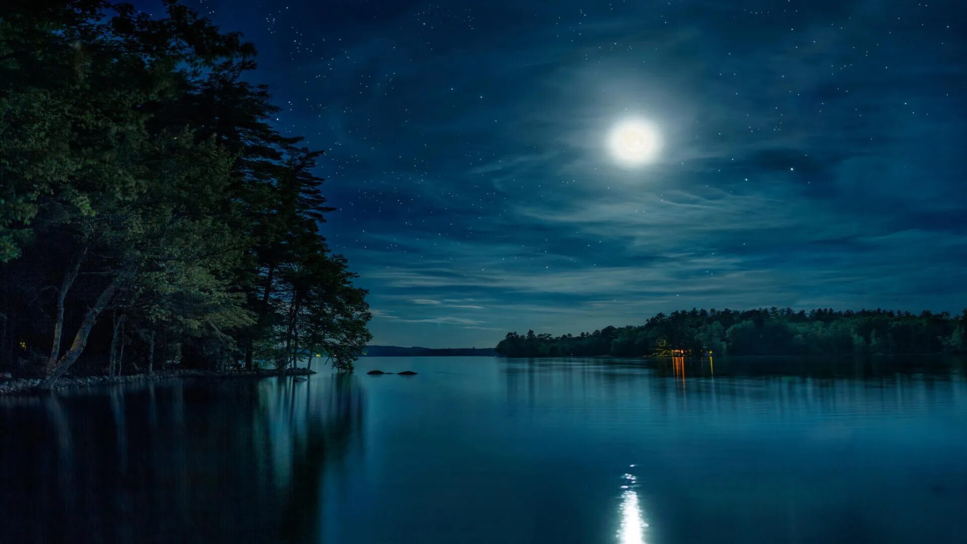 Night lake. Ночное озеро. Ночной пейзаж. Озеро ночью. Летняя ночь.