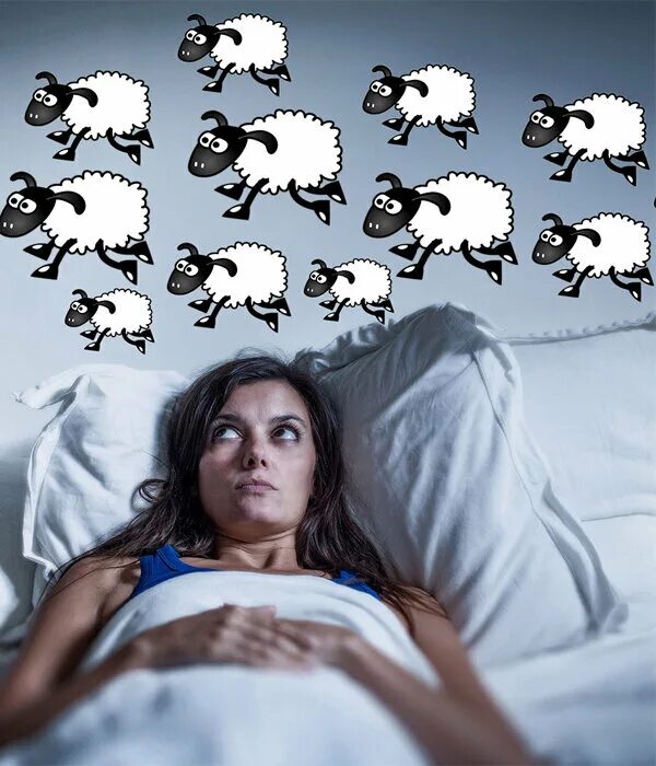 Бессонница. Считать овец. Плохой сон. Человек не может заснуть.
