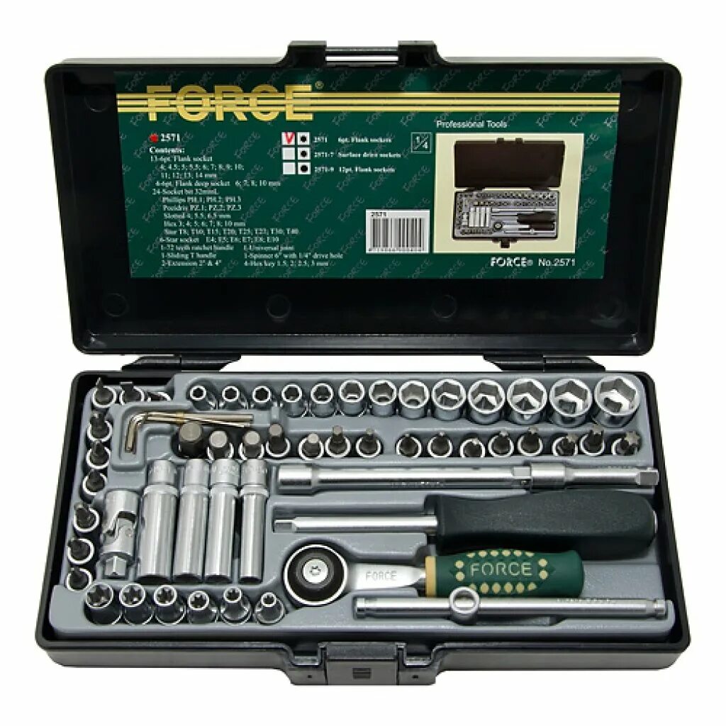 1/4",1/2"(6гр. торцевые головки force surface 1/4. головок с приспособлениями 42пр force 2421. 1/4" f2641. набор форс 82 предмета.