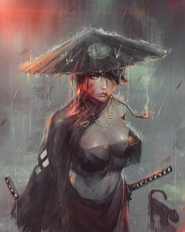 Queen of rain. Guweiz Art девушка Ронин. Guweiz ведьма. Guweiz Art ведьма. Guweiz Art Самурай.