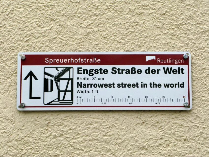 Улица Шпройерхофштрассе Германия. Шпройерхофштрассе самая узкая улица в мире. Ройтлинген самая узкая улица. Самая узкая улица в мире в Германии.