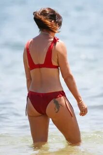 DAVINA MCCALL in a Red Bikini at a Beach in Sydney 12/28/2019.