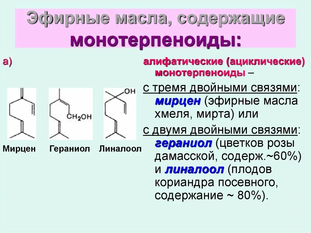 Эфирные масла формула. Моноциклические монотерпеноиды. терпеноиды фармакогнозия. терпеноиды в эфирных маслах. изопреноиды (терпеноиды.