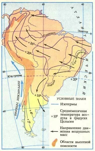 Климат южной америки карта. Преобладающие температуры января в южной америке. Карта климатических поясов южной америки. Климатограмма экваториального пояса южной америки. Течения южной америки на карте.