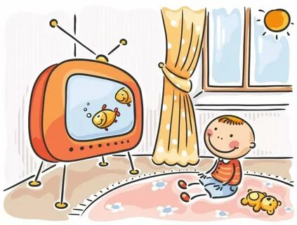 Children watch cartoons