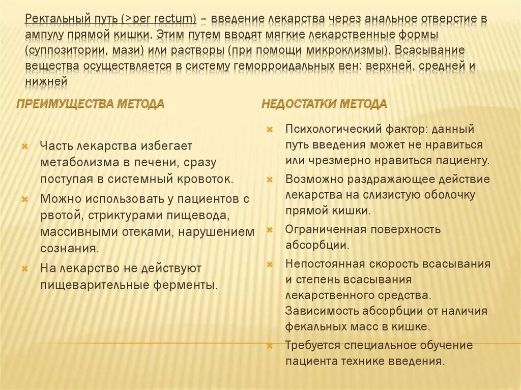 Ректально способы введения. Преимущества ректального пути введения лекарственных. Ректальный способ введения преимущества и недостатки. Преимущества и недостатки ректального путеведения. Минусы ректального пути введения.