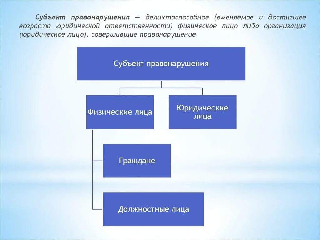 Субъект правонарушения. Субъектом правонарушения могут быть:. Субъекты проступка. Субъектом правонарушение признается