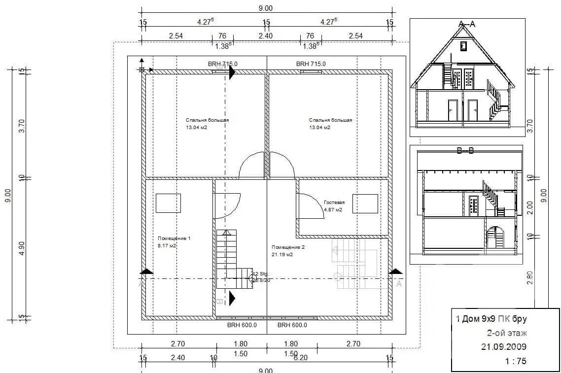 Чертеж дома 9 9