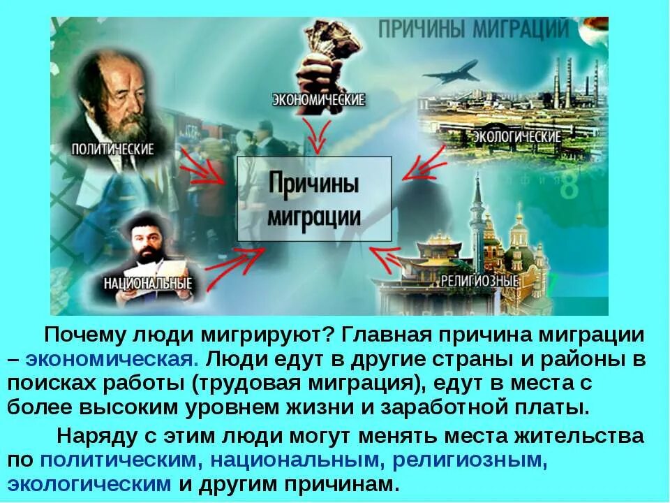 Миграции населения россии 8 класс презентация. Презентация на тему миграция. Причины миграции. Экономические факторы миграции. Причины миграции населения.