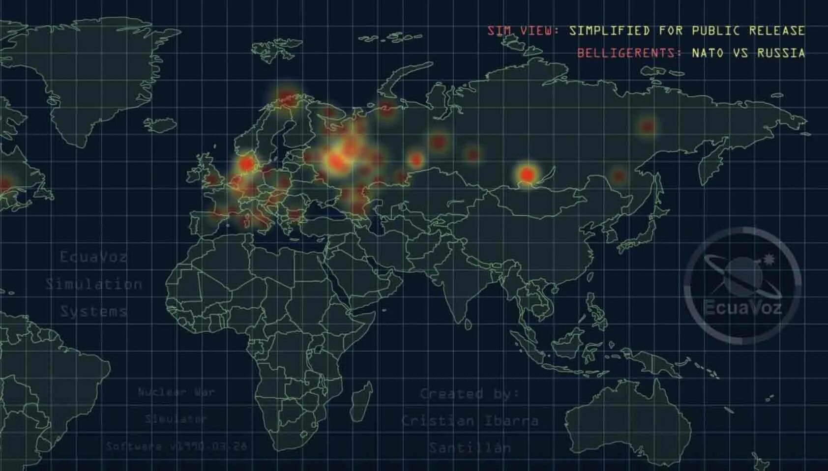 Сша смоделировали ядерный удар по россии. Карта ядерной войны. Симуляция ядерной войны карта.