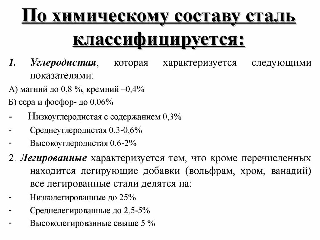 Легированные стали классификация химический состав маркировка Химический состав инструментальной стали