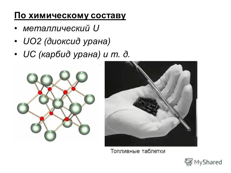 Какое топливо в ядерных реакторах. Ядерное топливо Уран 235. Диоксида урана. Монокарбид урана. Двуокись урана.