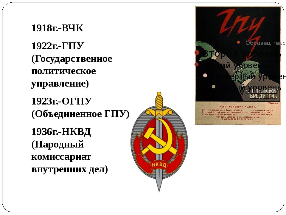 ВЧК ГПУ ОГПУ НКВД. ОГПУ (объединённое государственное политическое управление). Государственное политическое управление (ГПУ) при НКВД. ВЧК-ОГПУ расшифровка.