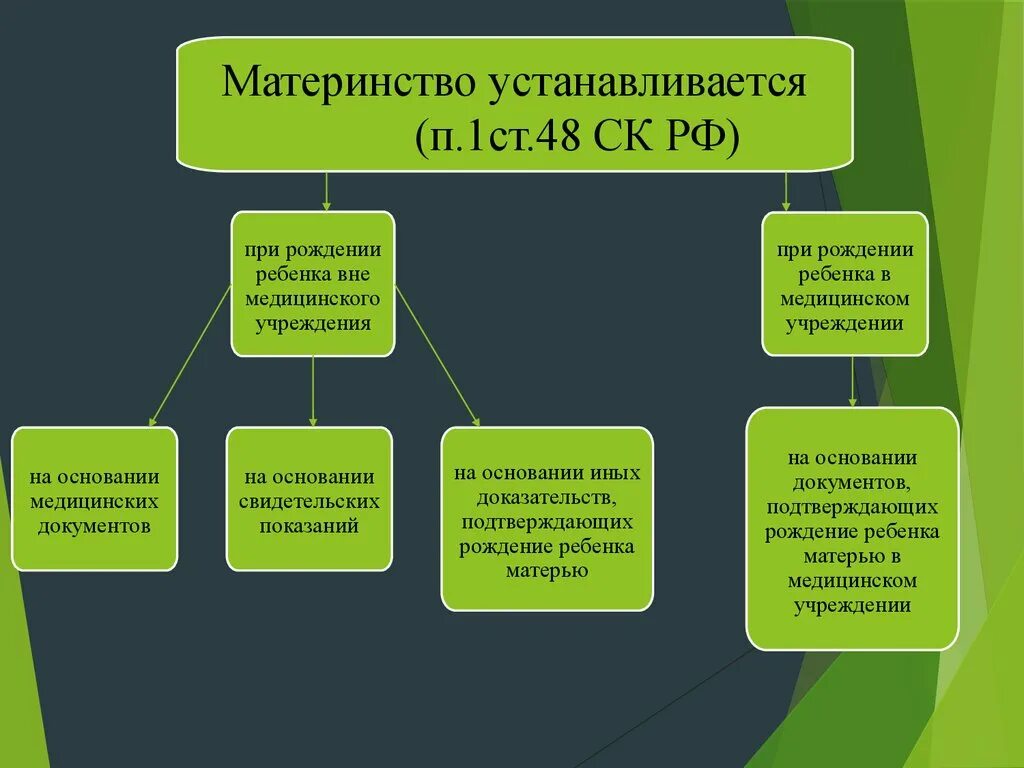 Какое право регулирует вопросы родительских обязанностей. Родительские правоотношения в семейном праве. установление материнства. материнство устанавливается схема. правоотношения при рождении ребенка.