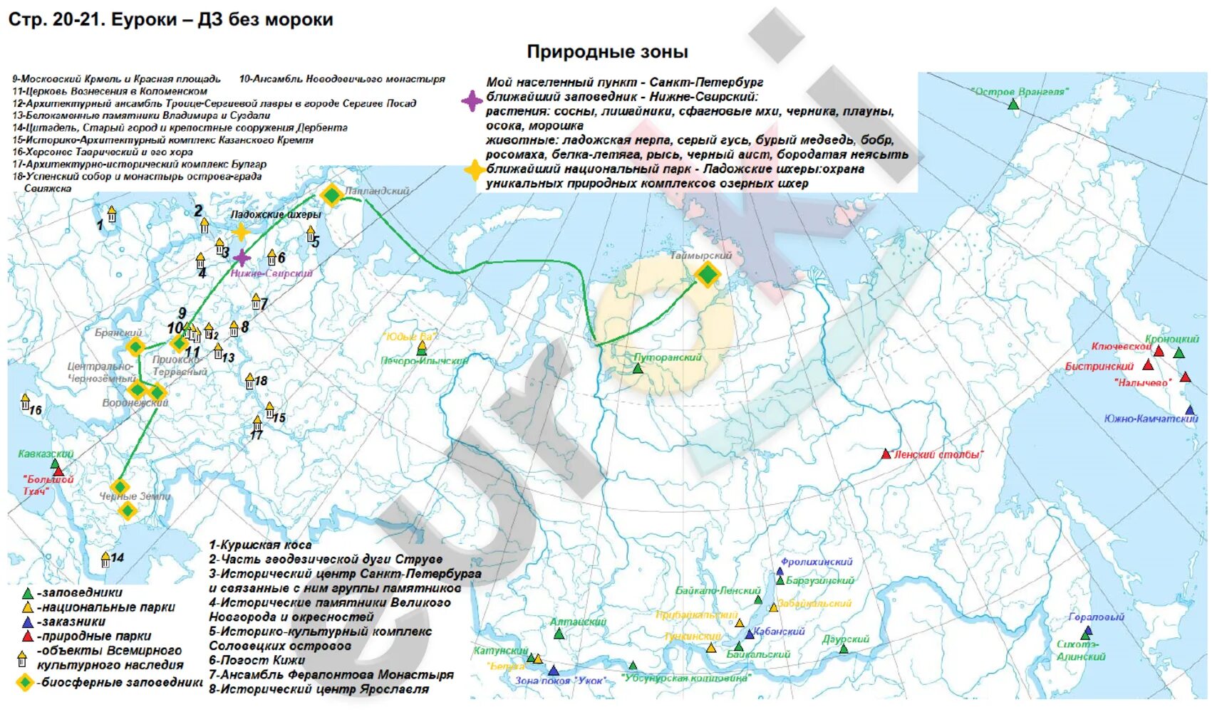 Контурная карта 8 класс экологическая карта