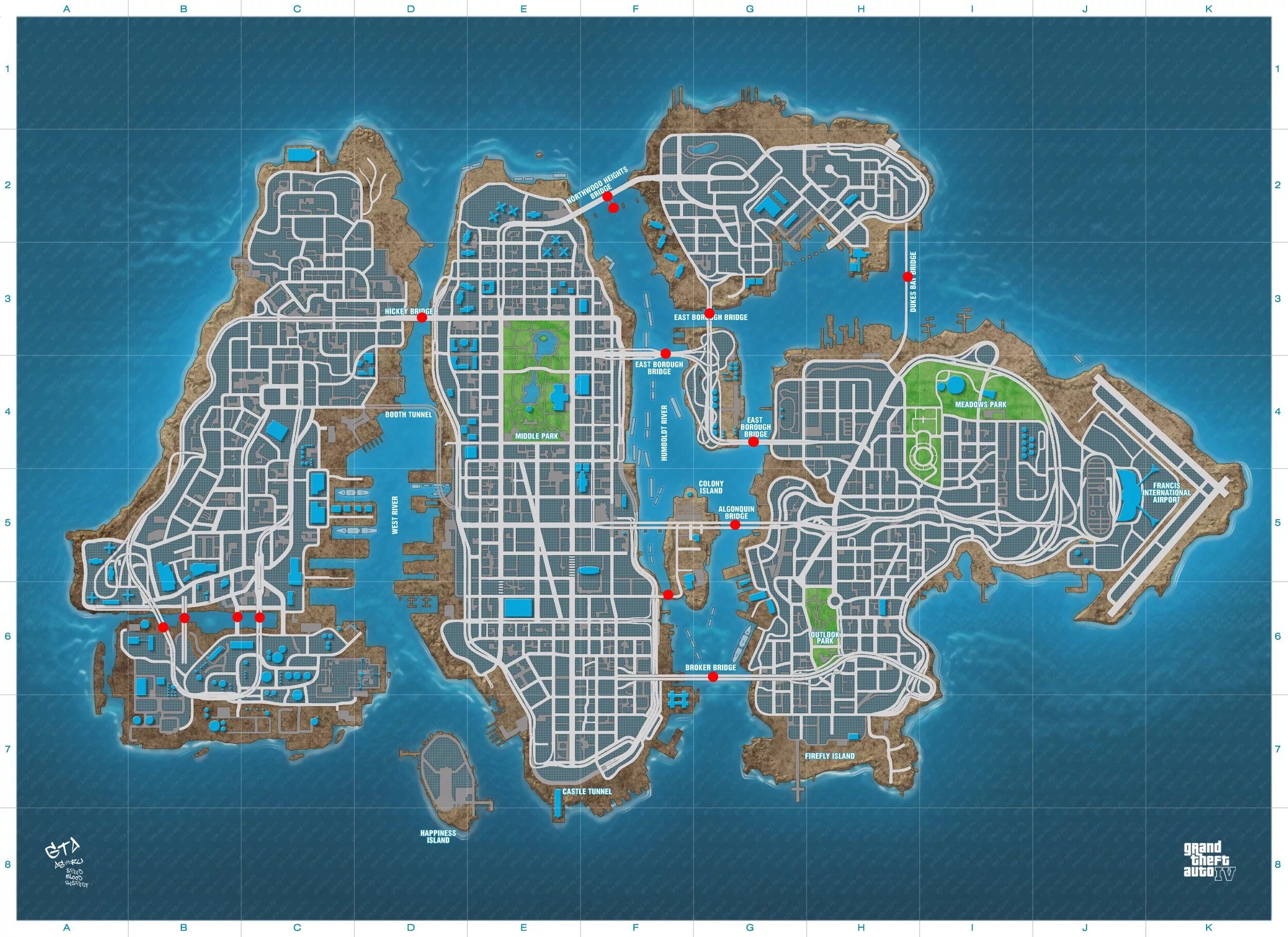 Карта Liberty City GTA 4. Grand Theft auto 4 Map. Grand Theft auto 4 карта. Карта мостов ГТА 4.