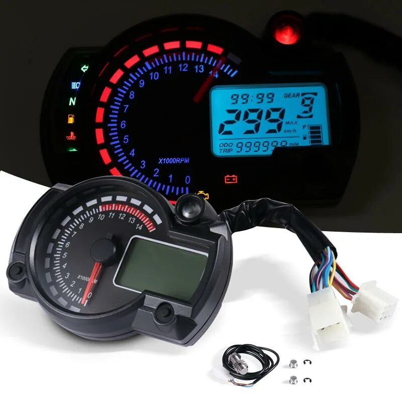 Жк спидометр. Спидометр rx2n max 299. приборная панель koso rx2n. универсальный цифровой спидометр для мотоцикла. универсальная приборная панель для мотоцикла 299km.