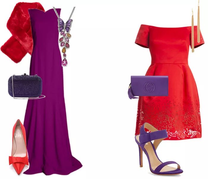 какие цвета сочетаются с красным платьем. сочетание с красным платьем. сочетание красного платья с костюмом пара. туфли к красному платью. образ с красным платьем.