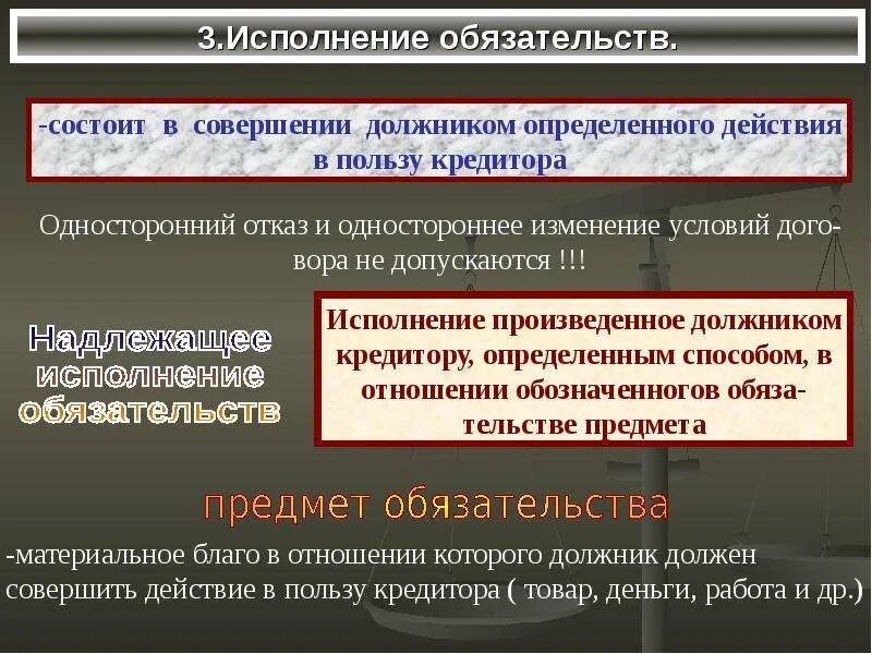 Исполнение обязательств. Исполнение обязательств в гражданском. Предмет надлежащего исполнения обязательства. Предмет обязательства в гражданском праве.